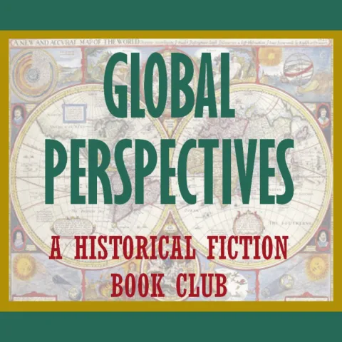 Global Perspectives A Historical Fiction Book Club logo on antique map background