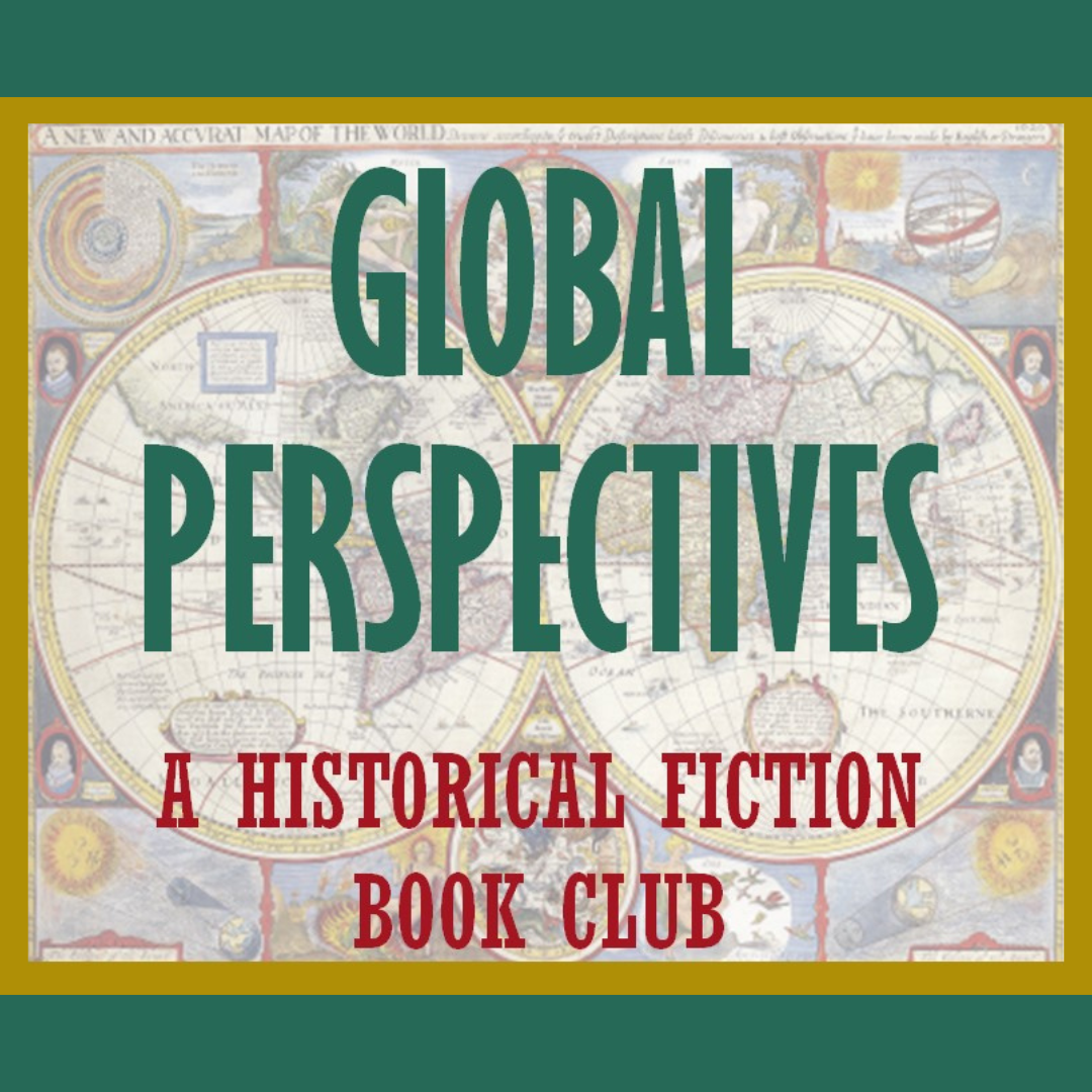 Global Perspectives A Historical Fiction Book Club logo on antique map background